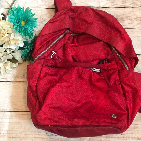 lululemon athletica Handbags - RARE Lululemon Pack It Up Backpack RED